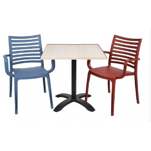 Pack table + 2 fauteuils - Plateau stratifié avec pied et 2 fauteuils