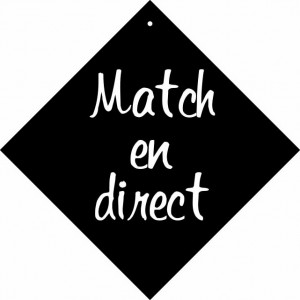 Pancarte à ventouse Match en direct - Format : 16 x 16 cm - PVC expansé noir 3 mm - Livré avec ventouse à crochet