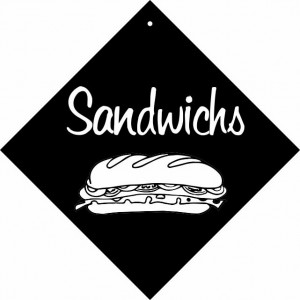 Pancarte à ventouse Sandwich - Format : 16 x 16 cm - PVC expansé noir 3 mm - Livré avec ventouse à crochet