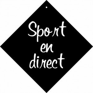 Pancarte à ventouse Sport en direct - Format : 16 x 16 cm - PVC expansé noir 3 mm - Livré avec ventouse à crochet