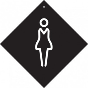 Pancarte à ventouse WC Femme - Format : 16 x 16 cm - PVC expansé 3 mm - Livré avec une ventouse à crochet
