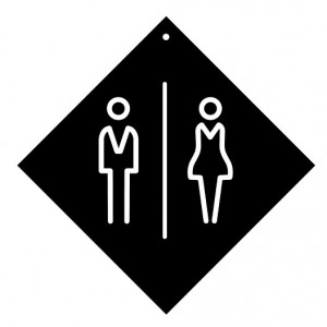 Pancarte à ventouse WC hommes/femmes - Format : 16 x 16 cm - PVC expansé 3 mm - Livré avec ventouse à crochet