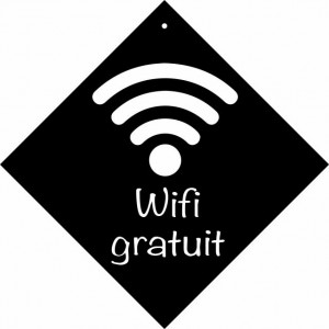 Pancarte à ventouse Wifi gratuit - Format : 16 x 16 cm - PVC expansé noir 3 mm - Livré avec ventouse à crochet