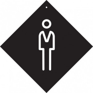Pancarte à ventouse WC Homme - Format : 16 x 16 cm - PVC expansé 3 mm - Livré avec une ventouse à crochet