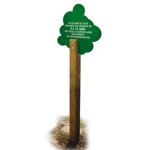 Panneau d'affichage bois forêt - Hauteur : 1300 mm  - Forme : arbre - livré monté