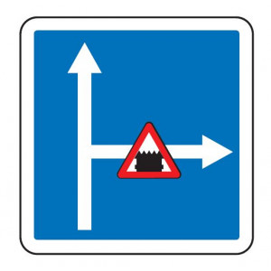 Panneau d'indication de conditions de circulation sur une route embranchée C24c - Dimensions (mm) : De 350 à 1050 - Normes CE et NF - Type C