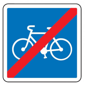Panneau d'indication de la fin d'une voie conseillée et réservée aux cyclistes C114 - Dimensions (mm) : de 350 à 1050 - Norme CE et NF - Type C