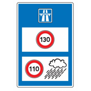 Panneau d'indication de limitations générales de vitesse en entrée de territoire C25b - Dimension (mm) : de 600 x 800 à 1600 x 2400