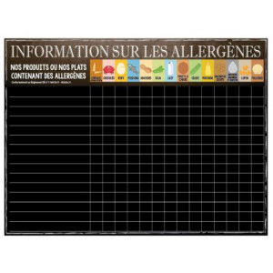 Panneau d'information sur la présence d'allergènes - Dimension : 65 x 45 cm 