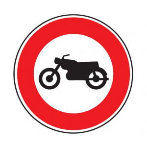 Panneau d'interdiction au motocyclette B9h - Dimensions : De 450 à 1250 mm - Normes CE et NF - Type B