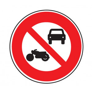 Panneau d'interdiction d'accès aux véhicules à moteur autres que les cyclomoteurs B7a - Dimensions : De 450 à 1250 mm - Normes CE et NF - Type B