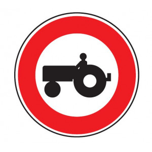 Panneau d'interdiction d'accès aux véhicules agricoles à moteur B9d - Dimensions : De 450 à 1250 mm - Normes CE et NF - Type B