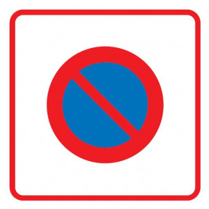 Panneau entrée d'une zone de stationnement interdit B6b1 - Dimensions (mm) : 500 - 700 - Norme CE et NF - Type B