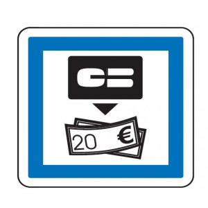 Panneau indication distributeur de billets CE25 - Dimensions (mm) : de 350 à 1050 - Norme CE et NF - Type CE