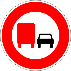 Panneau interdiction au camion de doubler B3a - Dimensions : de 450 à 1250 mm - Norme CE et NF - Type B