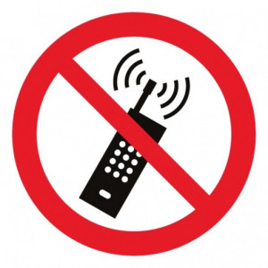 Panneau interdiction d'activer des téléphones mobiles - Adhésif - Existe en version murale ou au sol