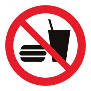 Panneau interdiction de manger et boire - Adhésif - Existe en version murale ou au sol