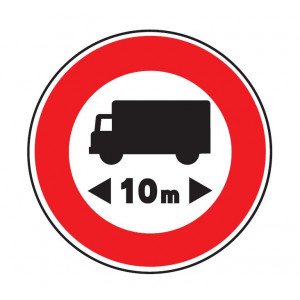 Panneau interdit au véhicule plus de 10 m B10 - Dimensions : de 450 à 1250 mm - Norme CE et NF - Type B