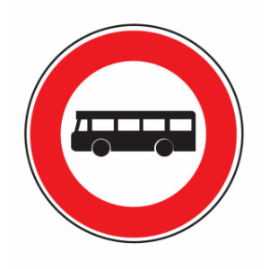 Panneau interdit au véhicule transport commun B9f - Dimensions : De 450 à 1250 mm - Normes CE et NF - Type B