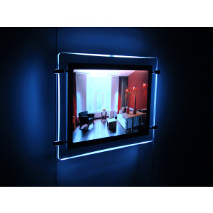 Panneaux lumineux LED crystal ultra - Panneaux lumineux très design encadrés de cristal à reflet ultraviolet