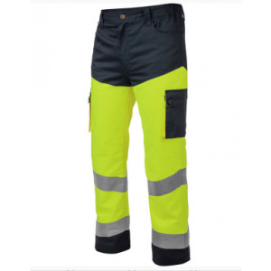 Pantalon de travail jaune fluo - Double couture - Multiples poches