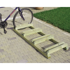 Parking à vélo en bois - 4 places - Dimensions (L x P x H) cm : 149 x 59 x 14