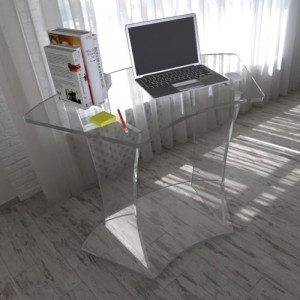 Petit bureau arrondi plexiglas - Plexiglas épaisseur 1.5 cm - Encombrement 90 x 60 cm - Hauteur: 75 cm
