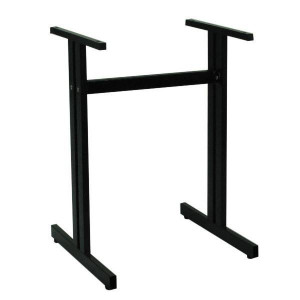 Pied de table avec barre de renfort en acier - Hauteur : 70 cm - Longueur plateau : de 55 à 70 cm - Acier noir