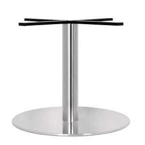 Pied de table en inox brossé pour plateau rond - Hauteur : 72 cm - Dimension base : Ø 72 cm