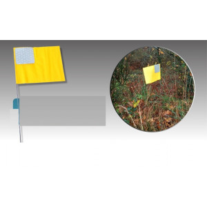 Piquet drapeau signalisation avec pastille réfléchissante - Dim. drapeau : l 102 x L 127 mm