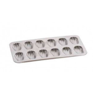 Plaque en fer blanc de 12 madeleines (Lot de 3) - Lot de 3 - Dimensions : L.39,5 x l.20 x H.1,7 cm - Empreintes de 8 mm - bord roulé