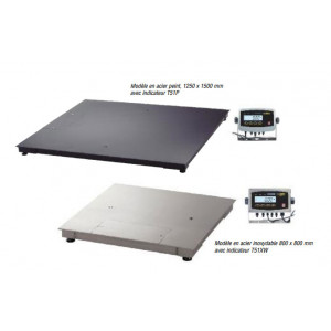 Plate forme de pesage 300 à 3000 Kgs - Quatre capacités standard (Kg) : 300 - 600 - 1500 - 3000