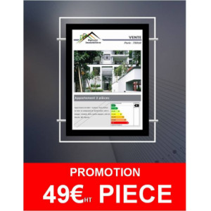 Porte affiche Led crystal double face - Ultra lumineux : 6000 lumens