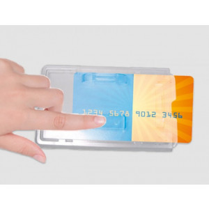 Porte badges à poussoir - Matière : Polycarbonate transparent cristal