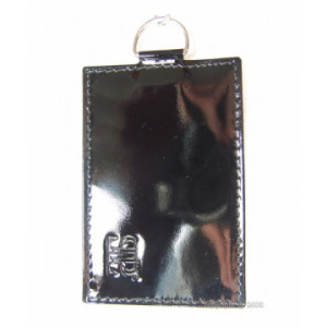 Porte-cartes pour femme cuir noir - Avec chainette et mousqueton - 2 Modèles : 1 ou 2 cartes