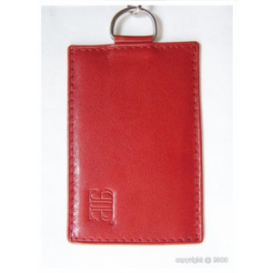 Porte-cartes pour femmes cuir rouge - Avec chainette et mousqueton - 2 Modèles : 1 ou 2 cartes