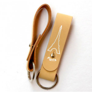 Porte clés en synderme - Marquage à chaud en creux neutre ou avec couleur