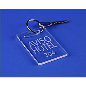 Porte clés hôtellerie plexi - Plexiglas épaisseur 4 mm - Dimensions: 8 x 4 cm