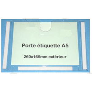 Porte étiquette transparent - Format A5 - Dimensions extérieures : 260x165x5 mm