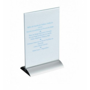 Porte menu de table socle acier - Acier Aluminium - Format : A5 ou A 4 - Socle acier
