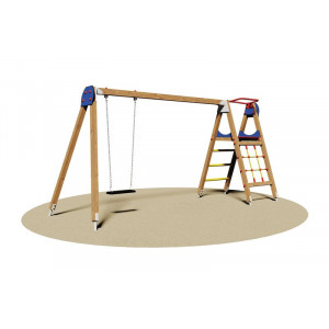 Portique balançoire en bois pour enfants - Dimensions (L x P x H): 375 x 140 x 200 cm