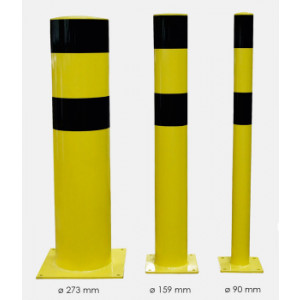 Poteau de sécurité pour entrepôts - Diamètres : De 90 mm à 273 mm - Coloris : Noir/jaune