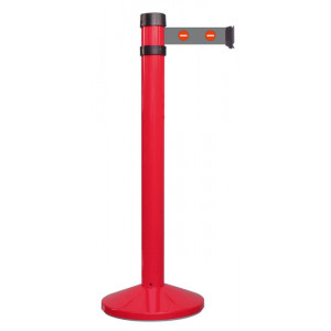 Poteau rouge balisage à sangle 4.10 m - Diamètre : 80 mm - Hauteur : 980 mm - 4 coloris disponibles