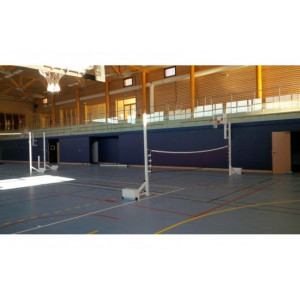 Poteaux d'entraînement de volley - Aluminium - Déport 0,60 m - avec roulettes de déplacement