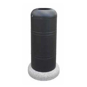 Poubelle cylindrique base acier ou béton - En acier galvanisé et verni