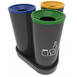 Poubelle recyclage bureau - Type de matériel: métal ou acier inoxydable - 3 bacs de 55 litres