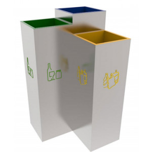 Poubelle recyclage design - 3 bacs d'un volume de 30 litres