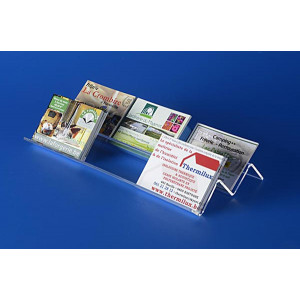 Présentoir carte de visite Design - Plexiglass ép 3mm - 6 places pour cartes de visite -  Largeur totale : 27 cm