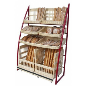 Présentoir pour pain en osier - Dimensions (L x P x H) cm :133 x 55 x 200