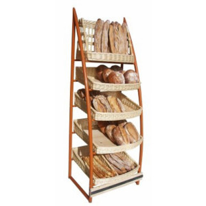 Présentoir pour pain en osier blanc - Dimensions (L x P x H) cm : 70 x 55 x 200